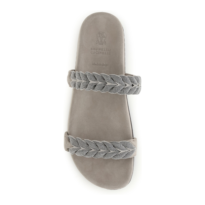 MAYFEYR - Brunello Cucinelli - Laurel Leaf Monili-Embellished Slides - MZSFG3159