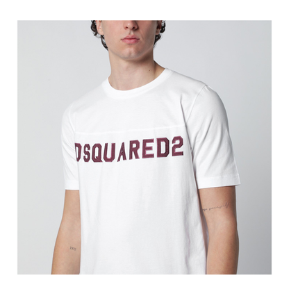 White T-Shirt With Logo Embroidery