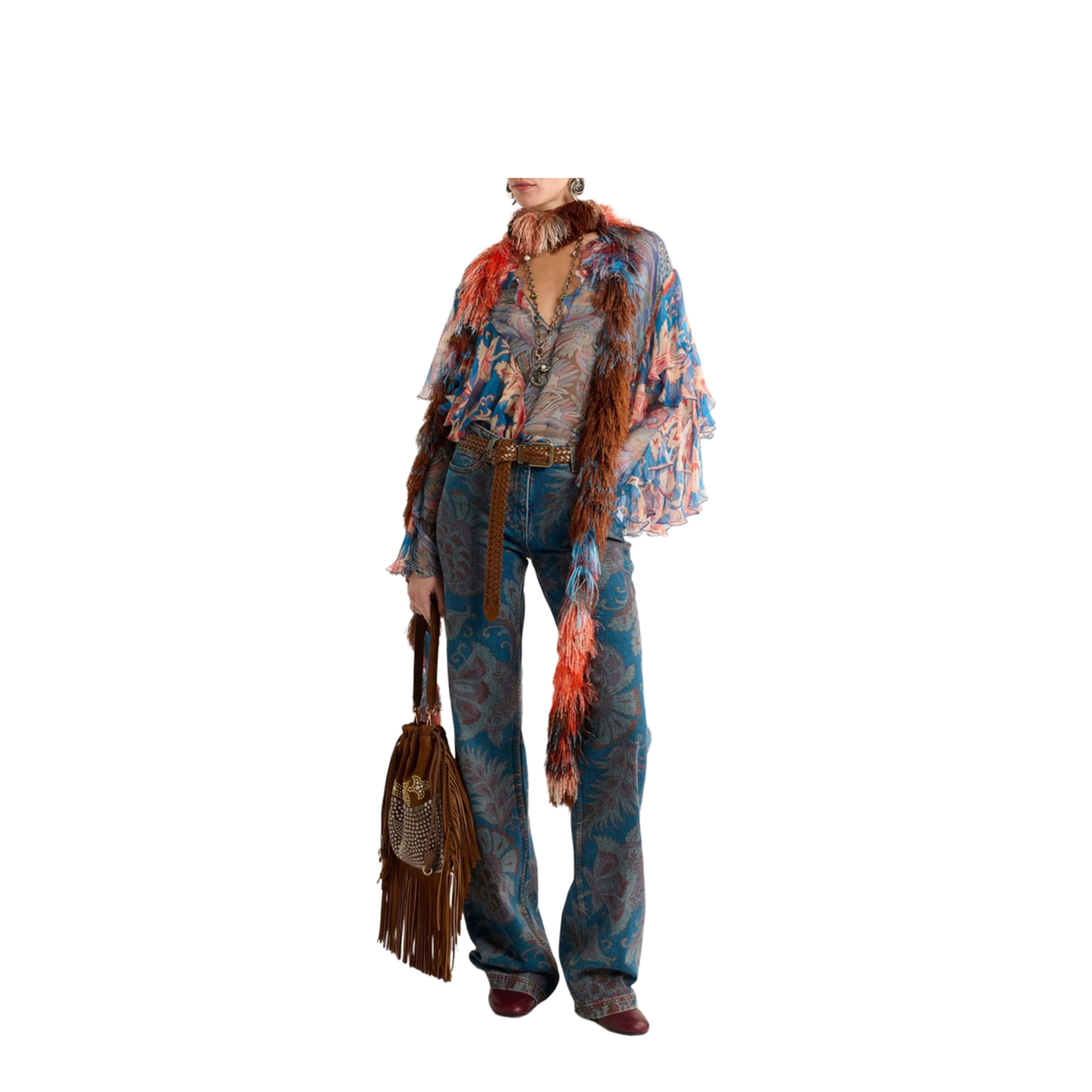Floral Print Ruffles Chiffon Blouse