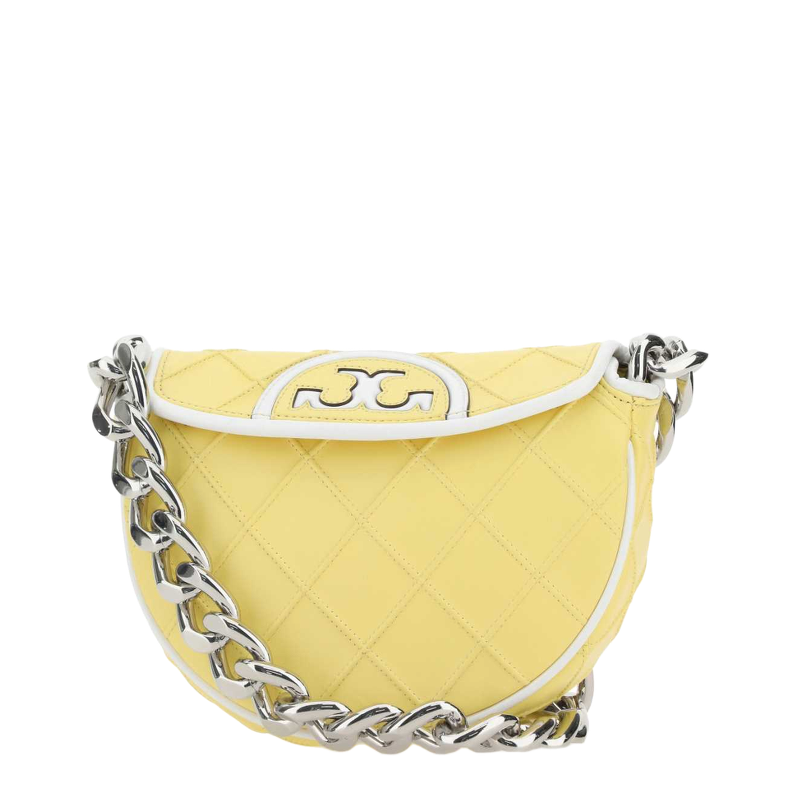 Quilted Leather Bag with Chain and Logo