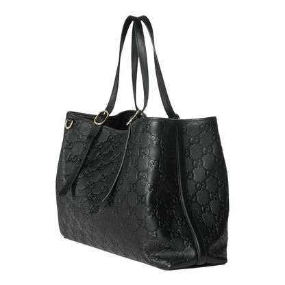 Emblem Large Leather Tote - Black