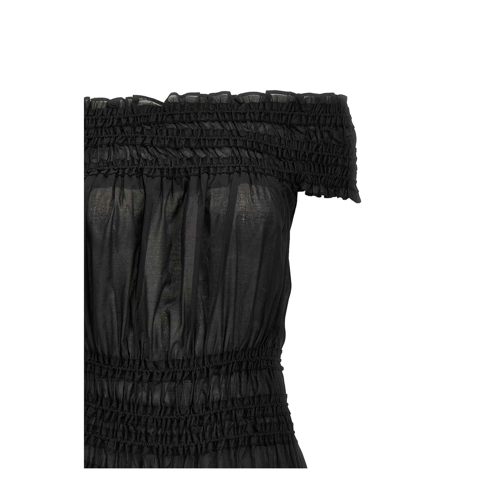 Smocked Cotton Dress In Black