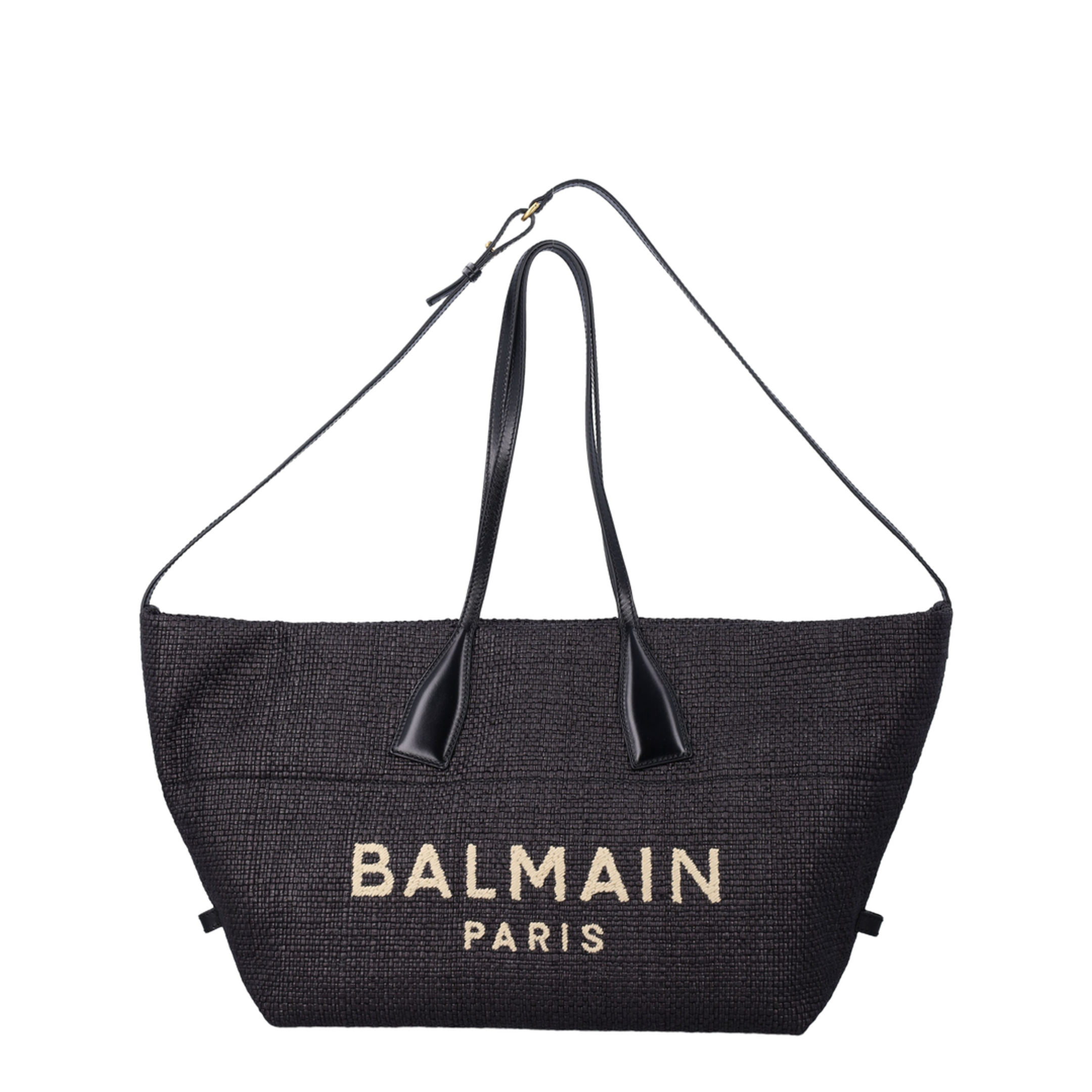Track Medium Raffia Tote Bag - Black