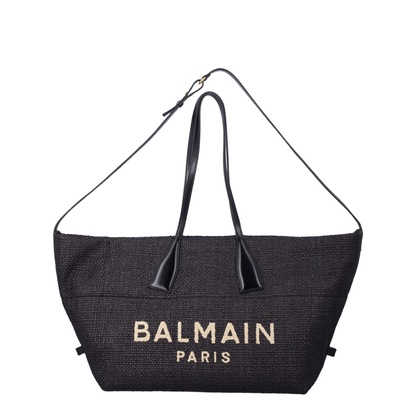 Track Medium Raffia Tote Bag - Black