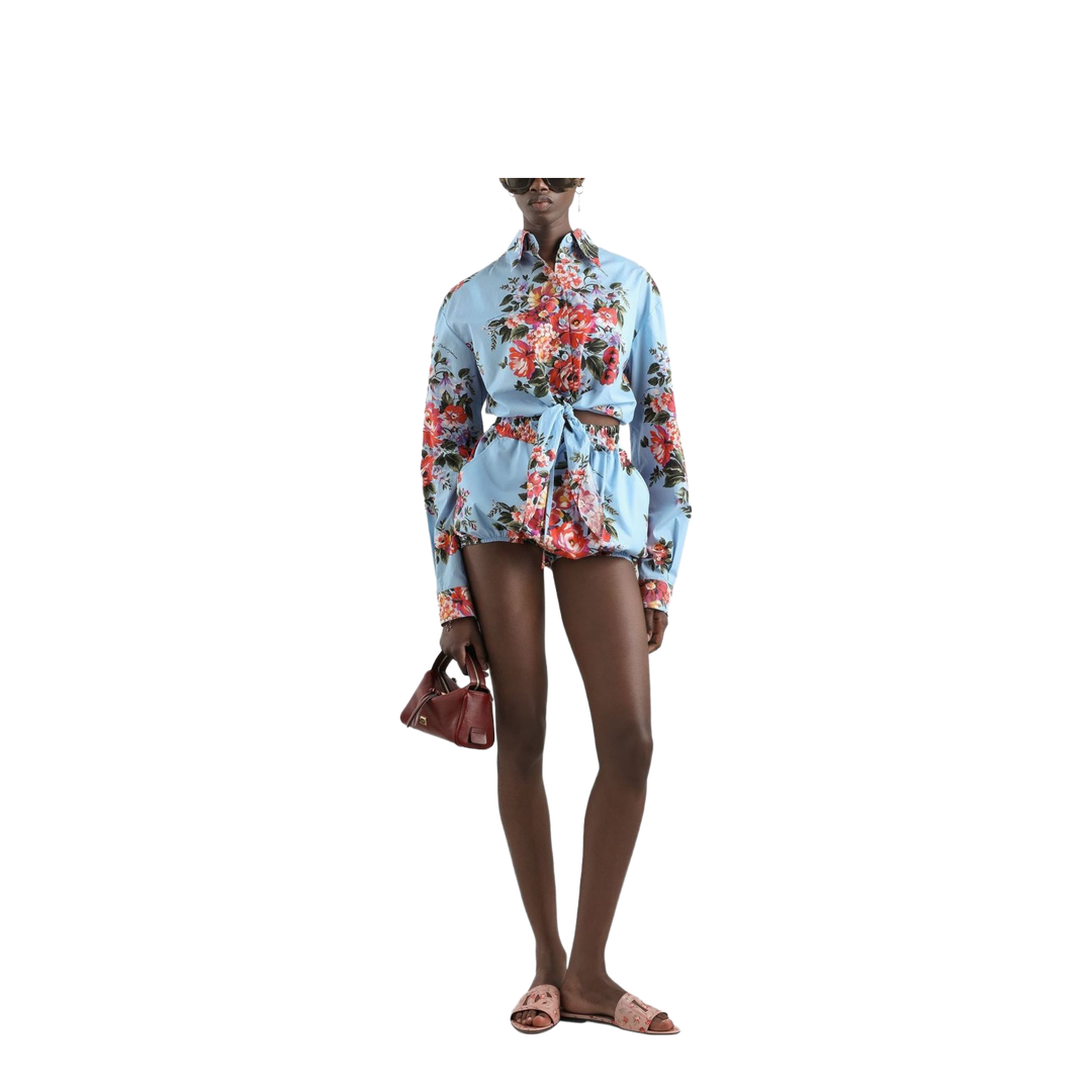 Floral bouquet-print cotton shirt