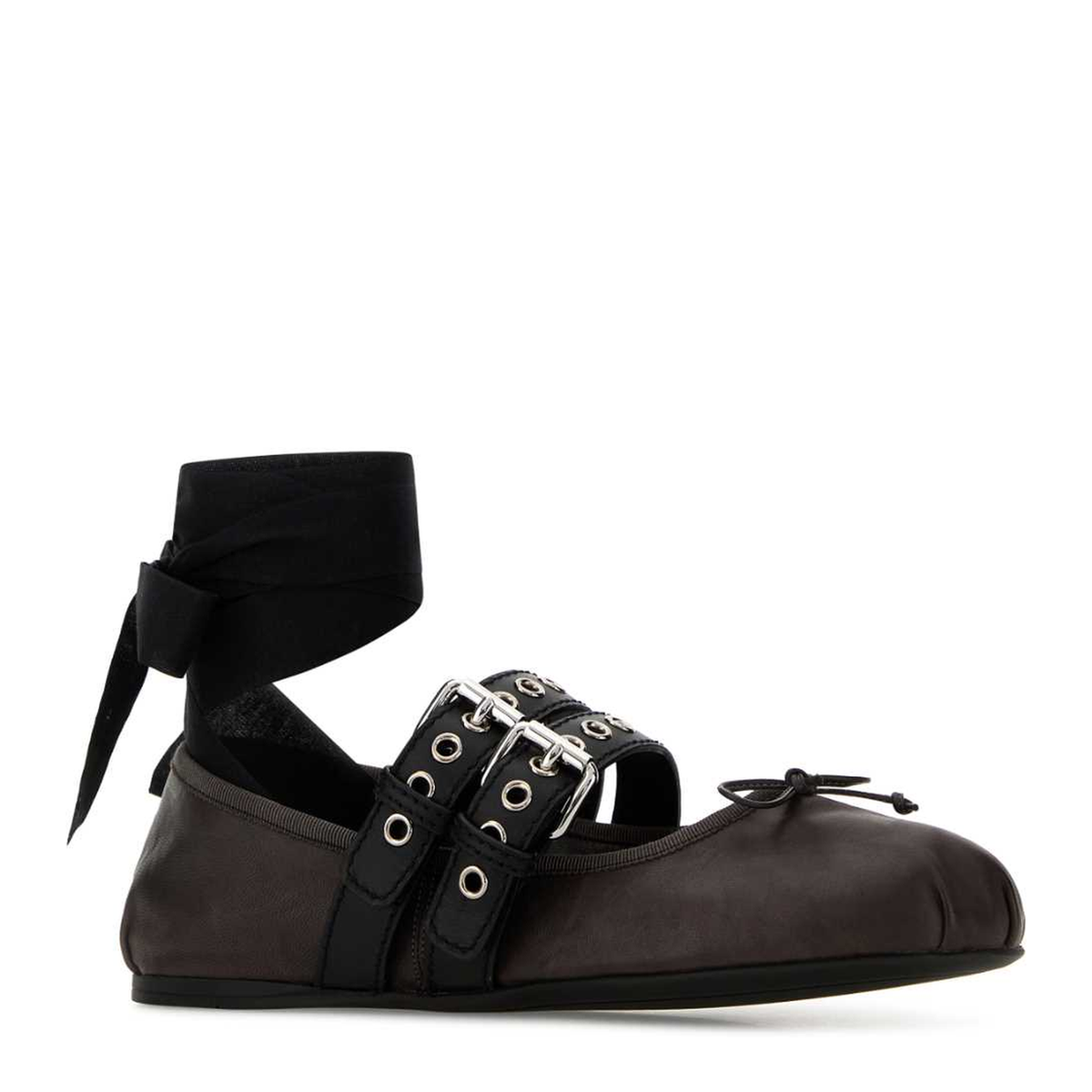 MAYFEYR - Miu Miu - Dark Brown Leather Ballerinas - 5F466AFG0053ZLVF0003
