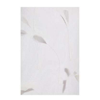 White Silk Dress with Feathers