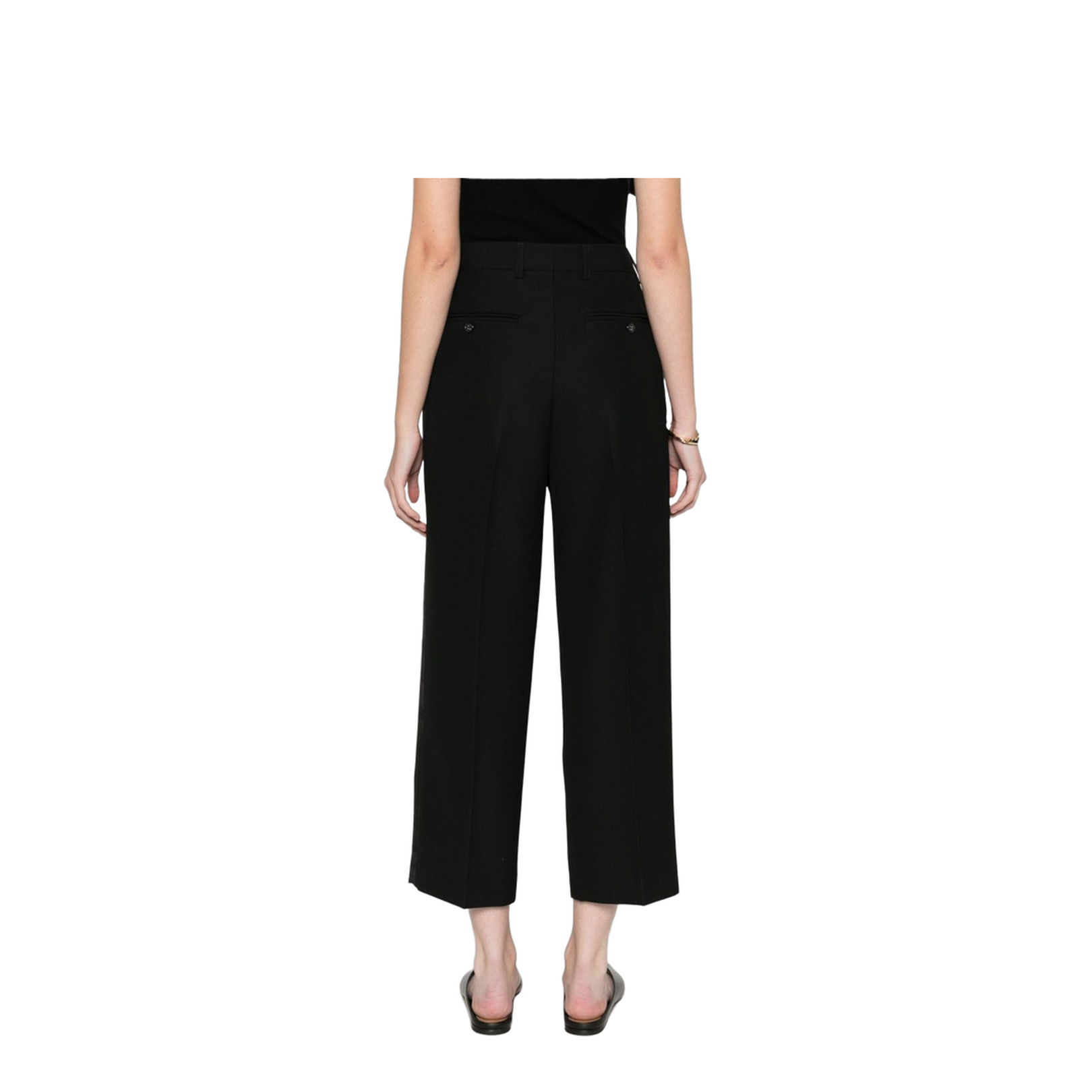 Wool Blend Pleated Trousers