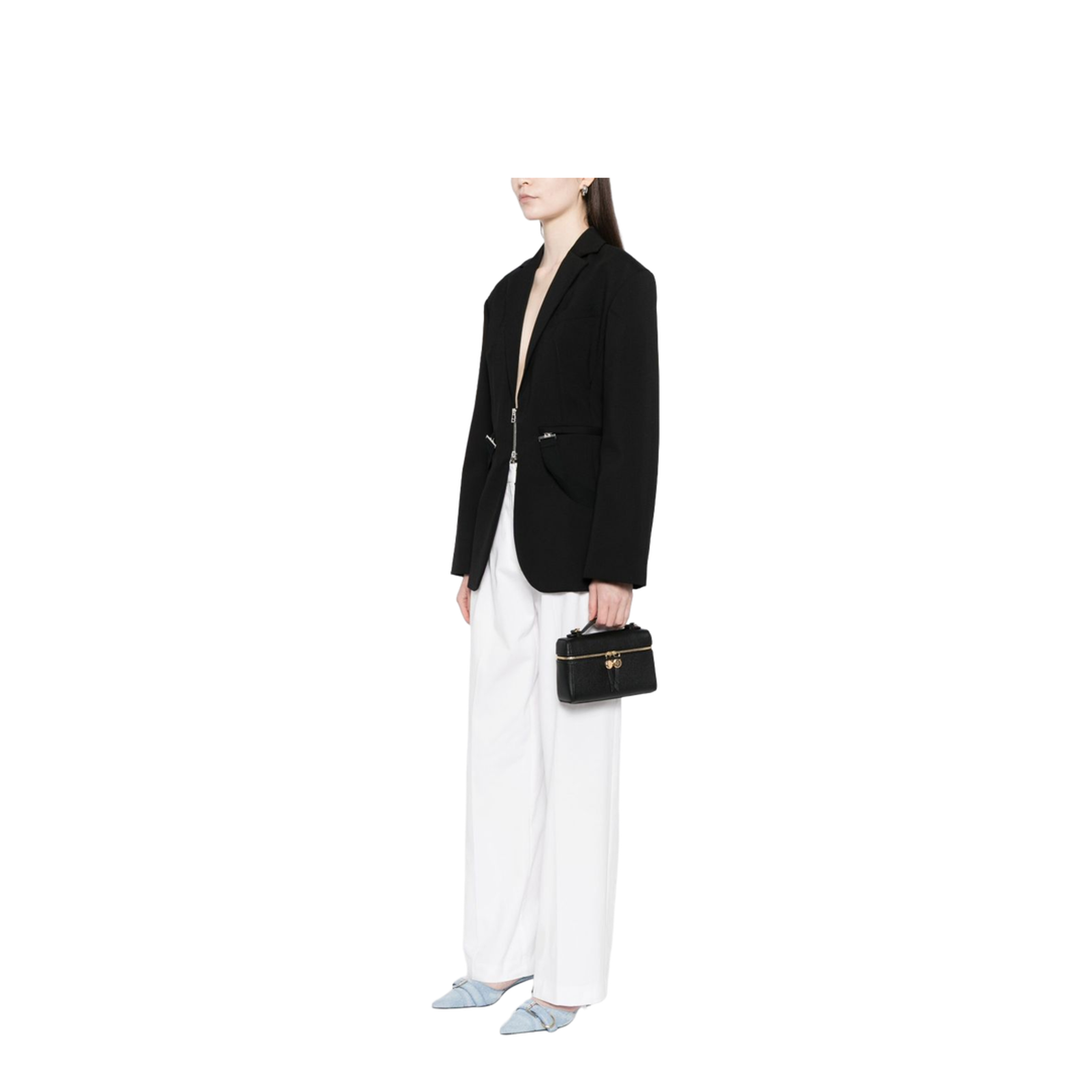 Romy Slim Top Handle Bag - Black