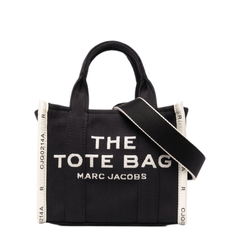 THE Small Woven Jacquard Tote - Black