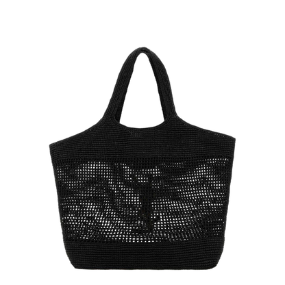 Icare Maxi Raffia Tote Bag - Black