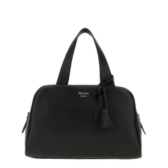 Large Buckskin Top-Handle Bag - Black