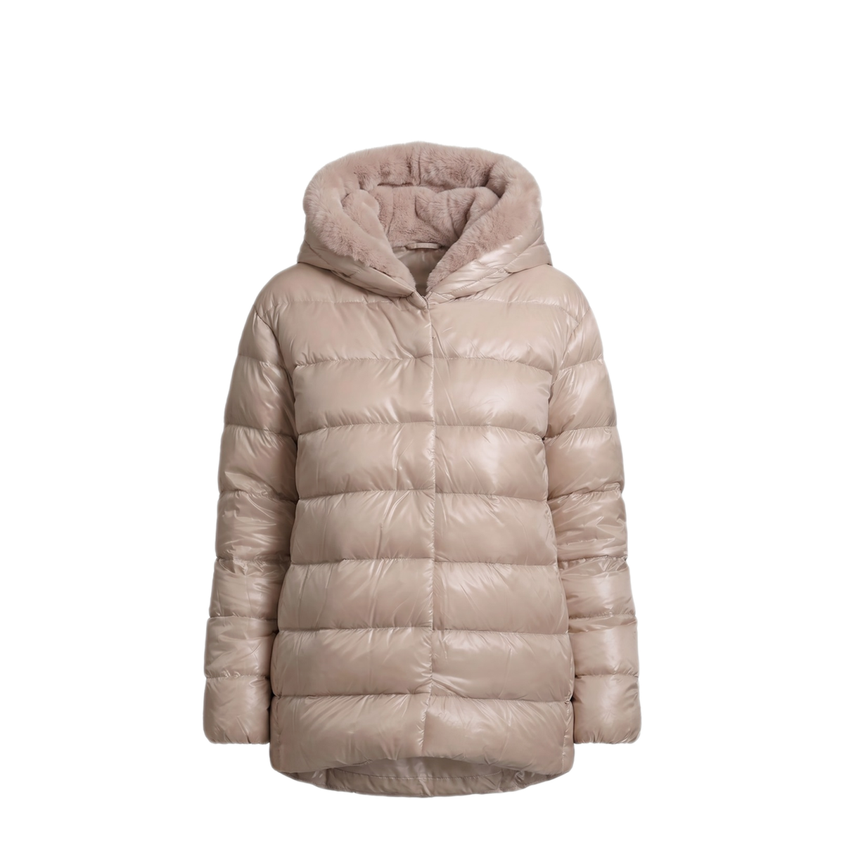 Ultralight Down Jacket With Faux Fur