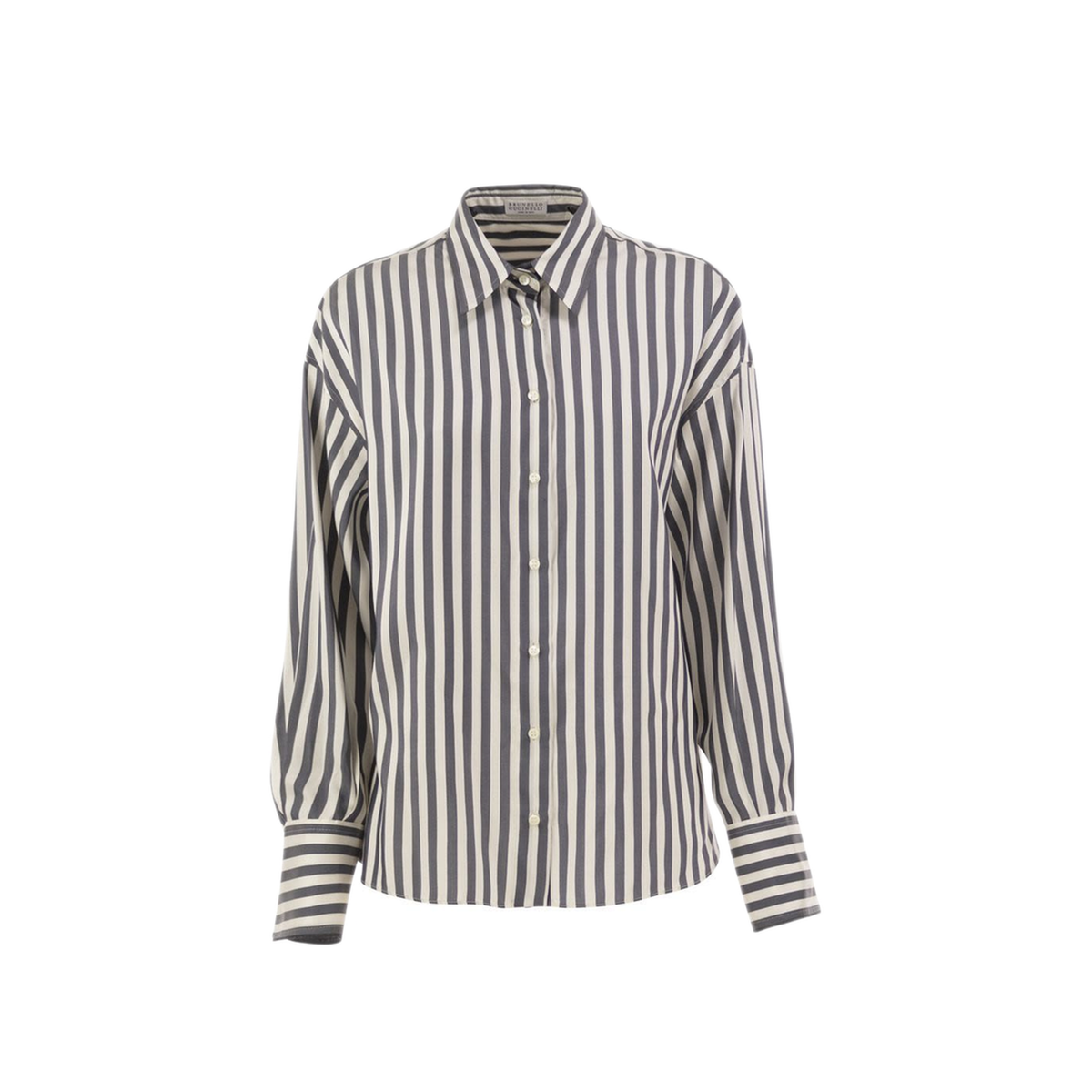 MAYFEYR - Brunello Cucinelli - Striped Silk Shirt With Knitted Insert - MG702M3X06C003