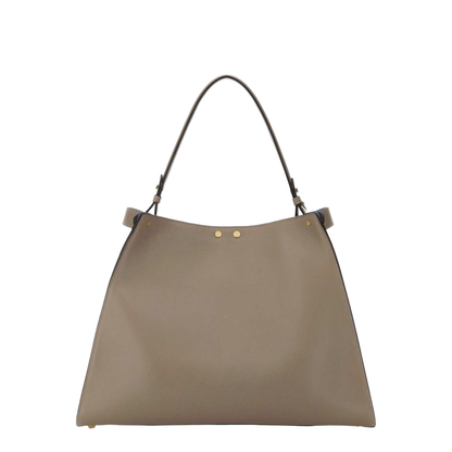 Way Large Leather Shoulder Bag - Grey