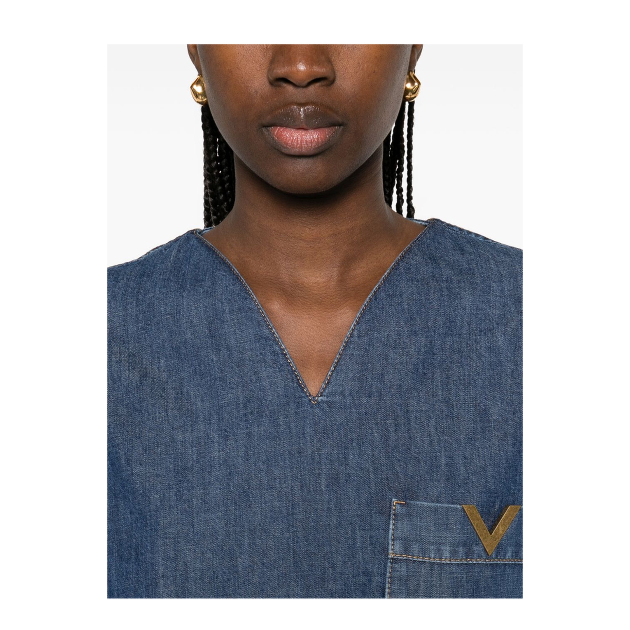 Cotton Denim Shirt - Blue