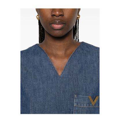 Cotton Denim Shirt - Blue