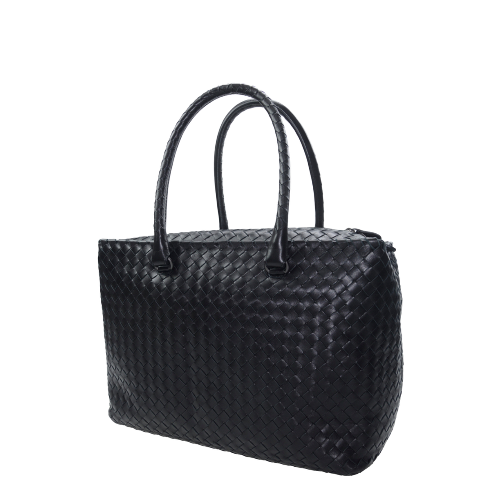 Intrecciato Small Leather Tote Bags - Black