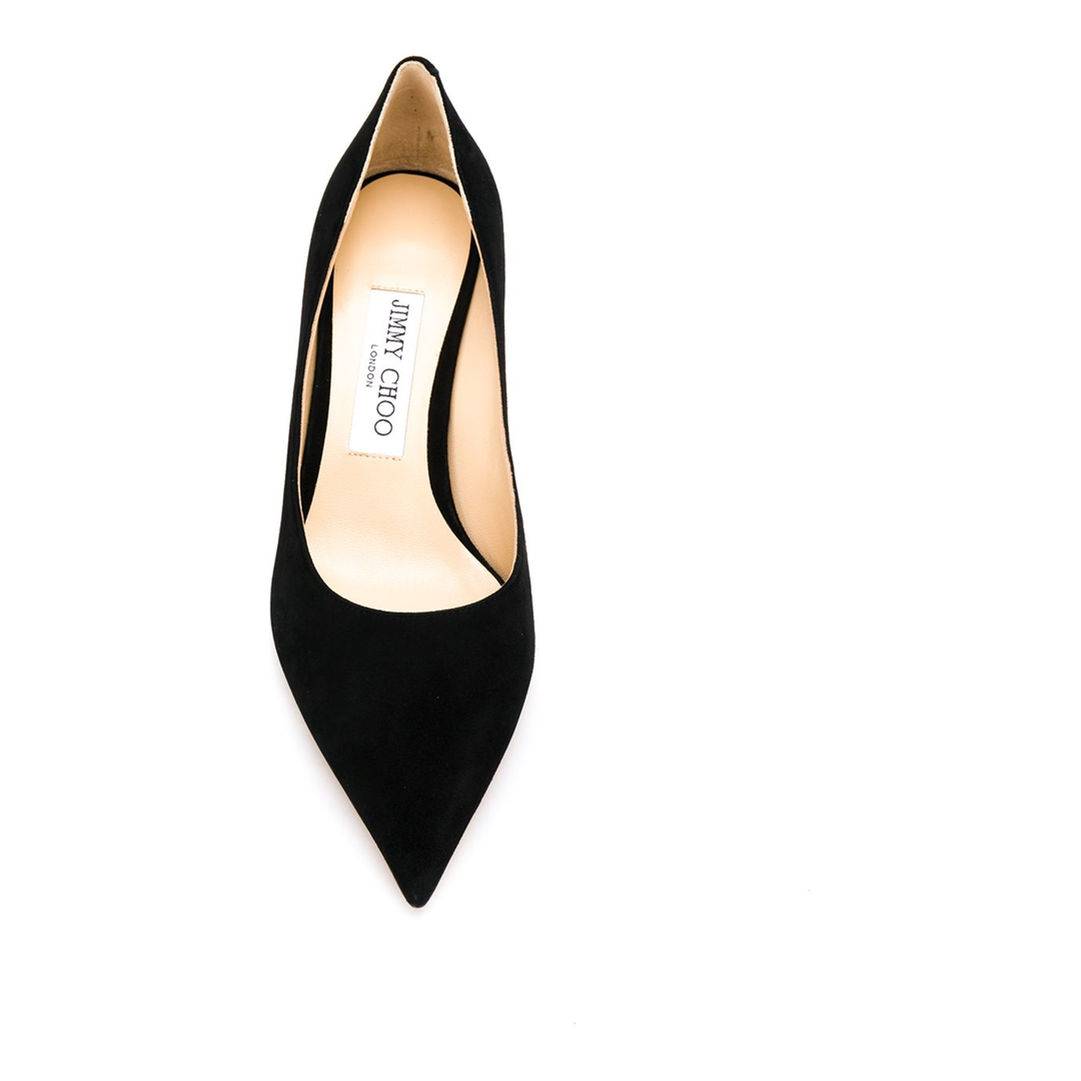 Black Suede Pointed Pumps with Emblem