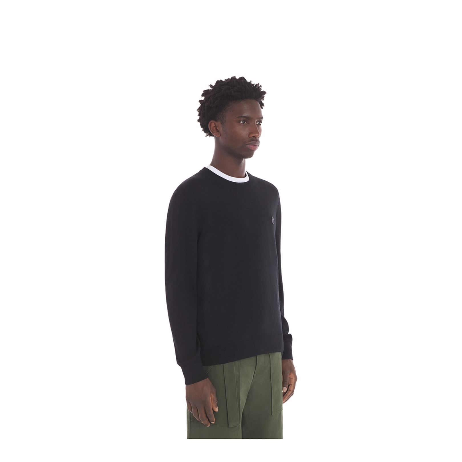 Black Crewneck Sweatshirt with Logo Application