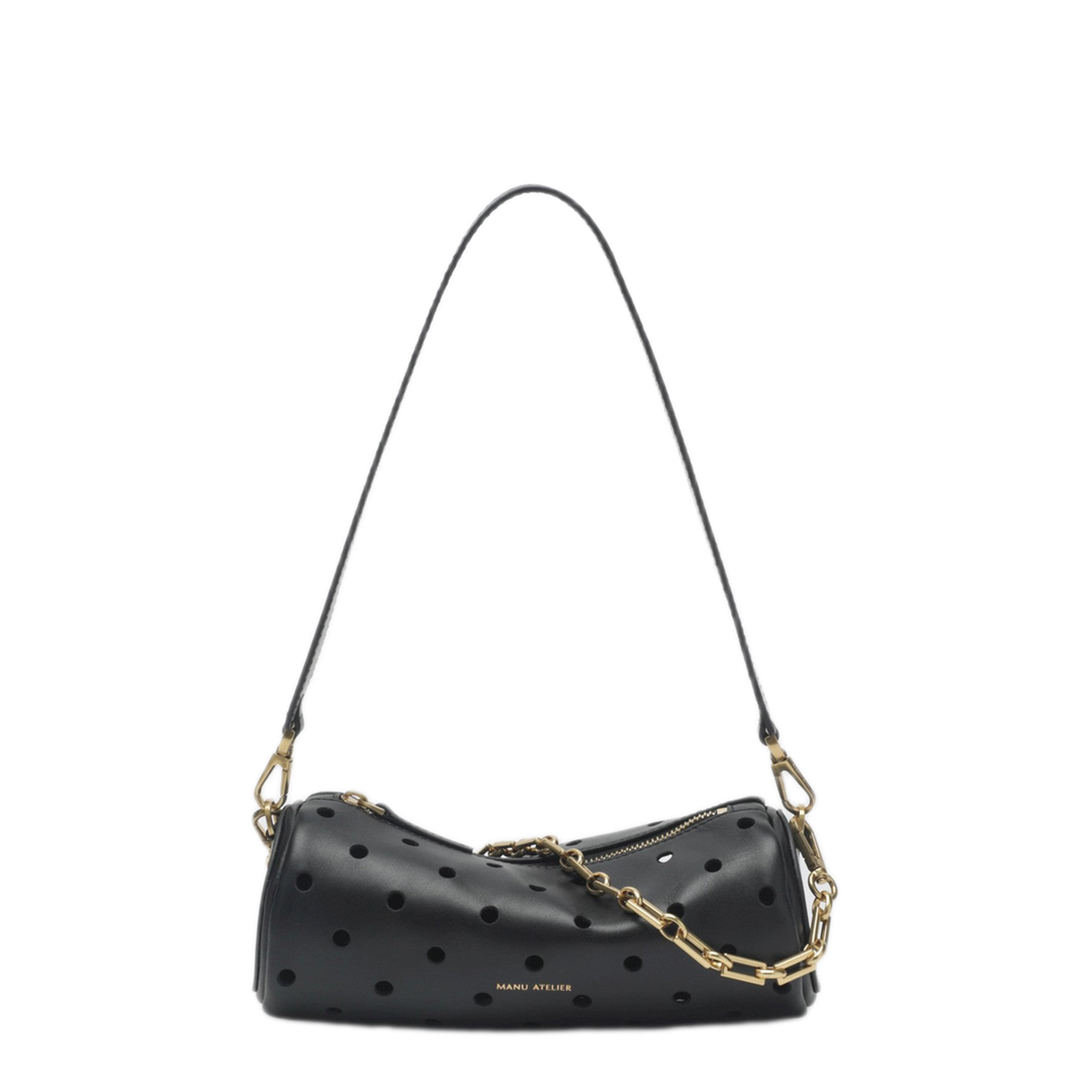 MAYFEYR - Manu Atelier - Mini Cylinder Bag In Perforated Black Leather - 2026114LEBLK