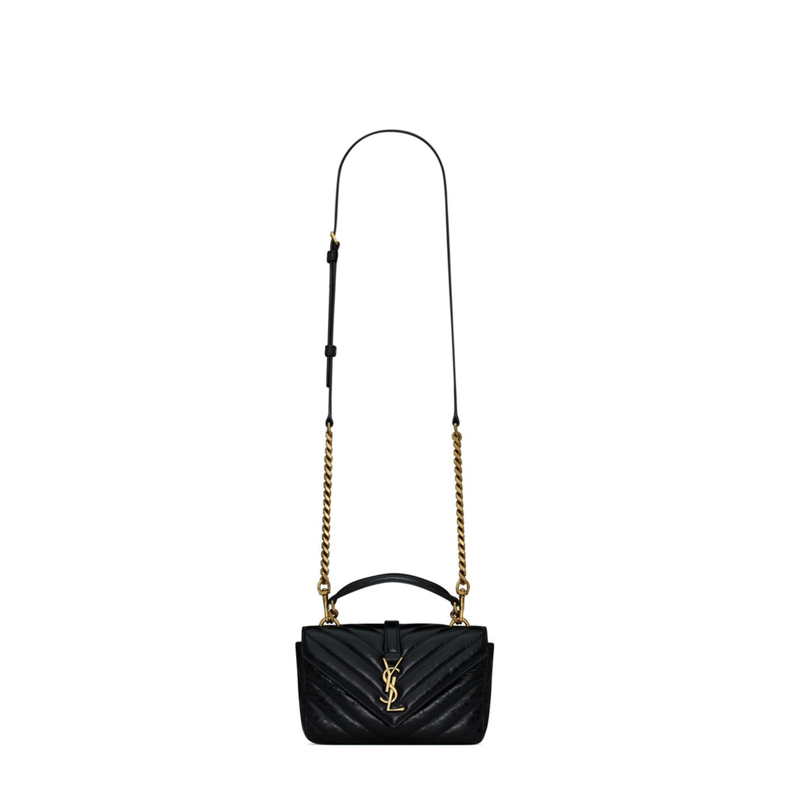 College Mini Leather Shoulder Bags - Black