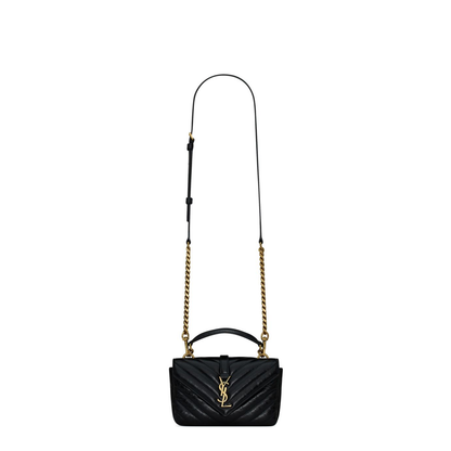 College Mini Leather Shoulder Bags - Black