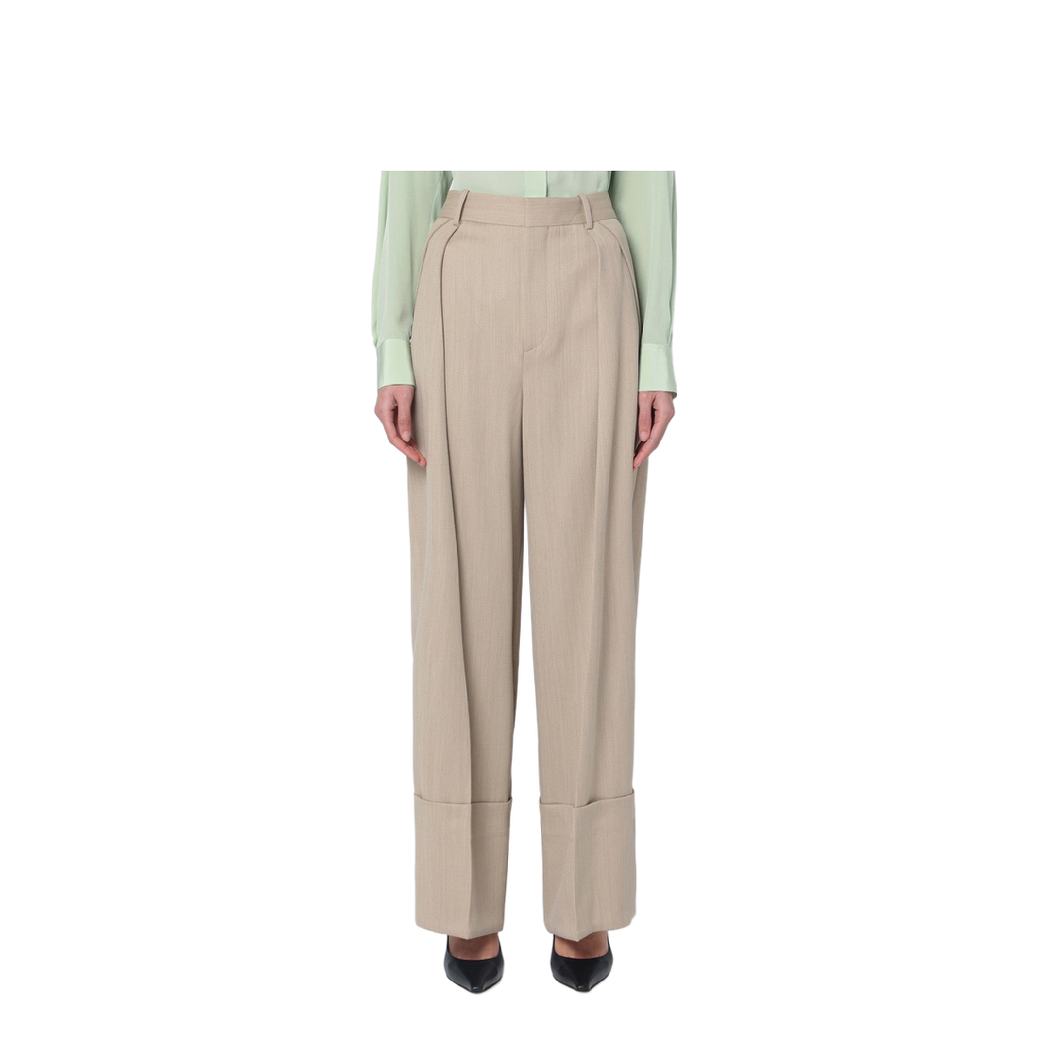 Wide Mandarin Colour Pants in Wool
