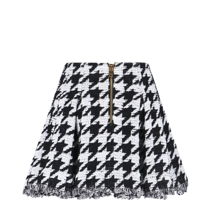 Tweed Pleated Mini Skirts Black