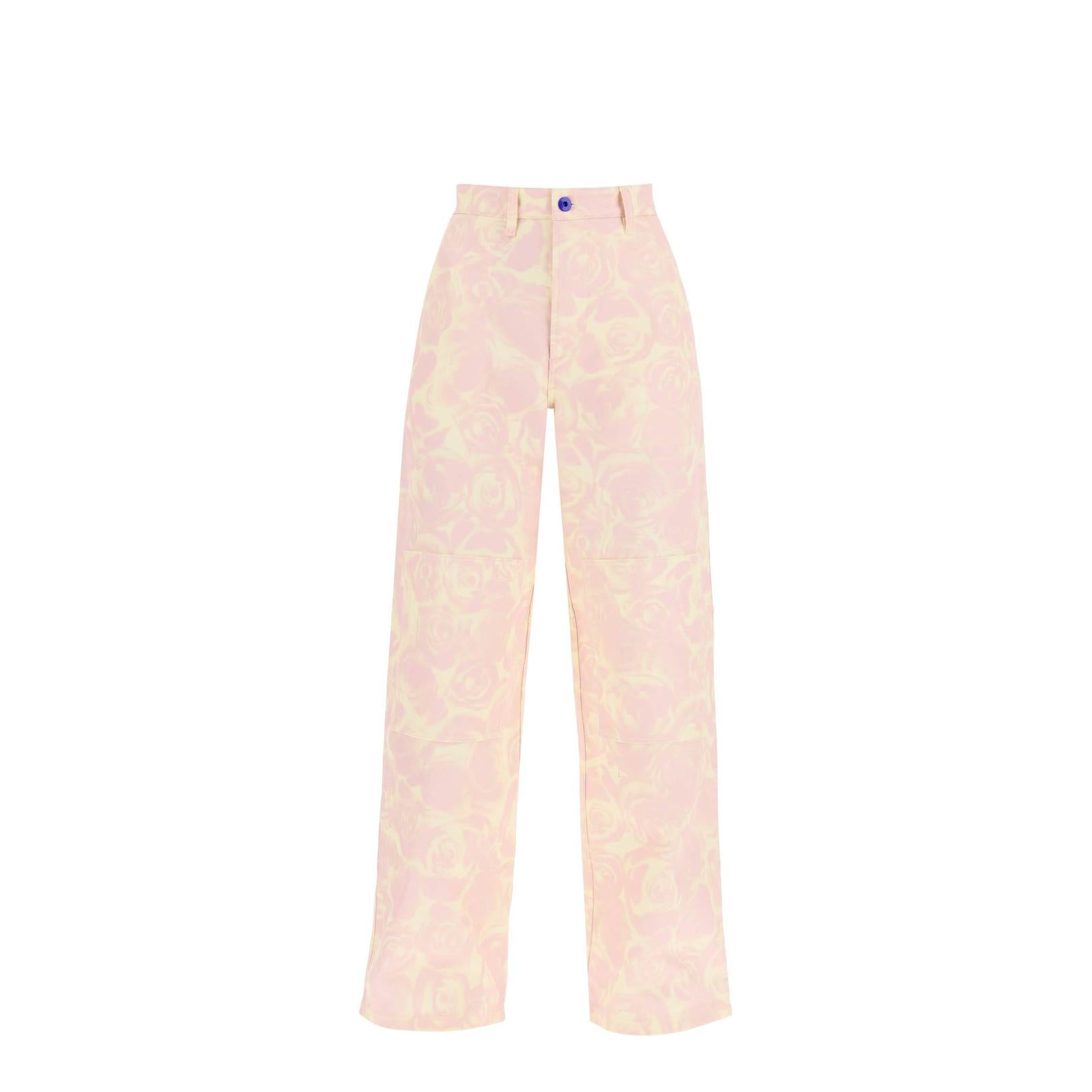 Burberry "rose print canvas workwear pants"