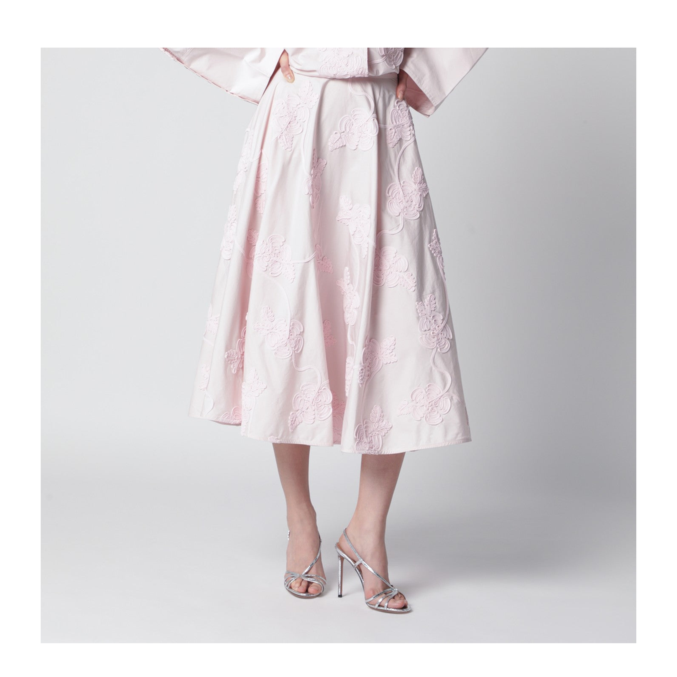 Orchid Pink Skirt With Floral Embroidery