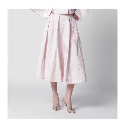 Orchid Pink Skirt With Floral Embroidery