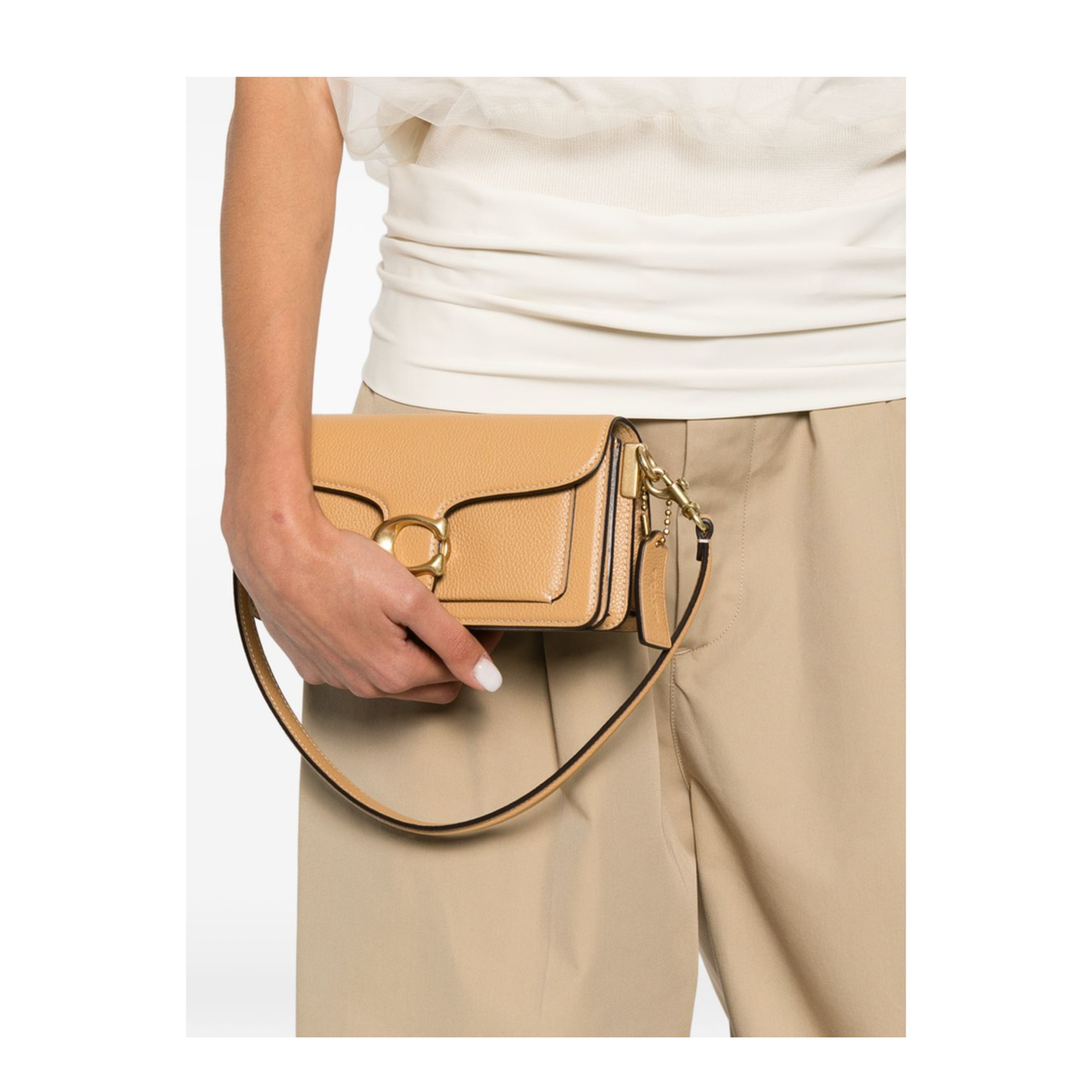 Tabby 20 Polished Pebble Leather Shoulder Bag - Biscuit
