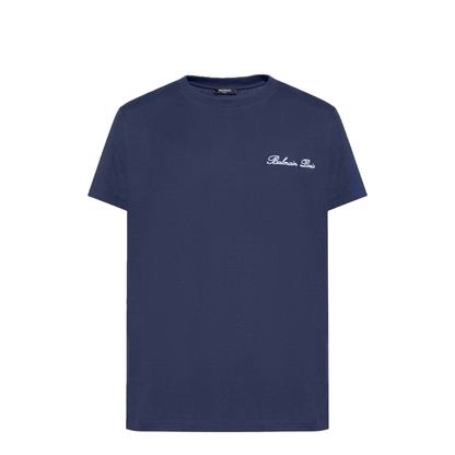 Marine Blue Embroidered Signature T-shirt