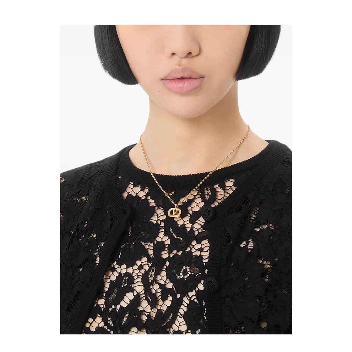 Gold Metal Vlogo Signature Necklace