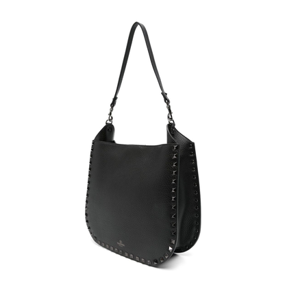 Rockstud Leather Hobo Bag