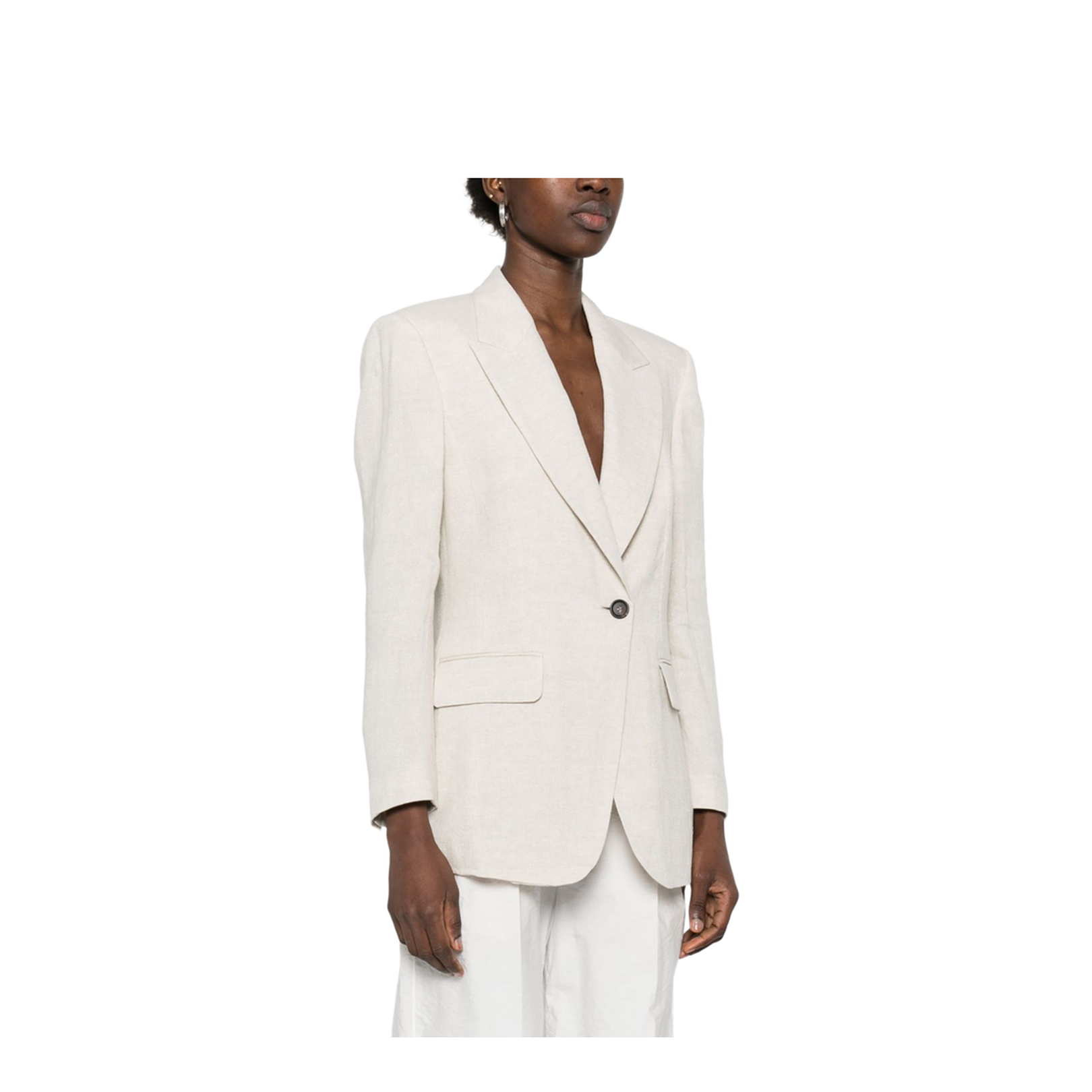 Single Breasted Grey Linen Jacket