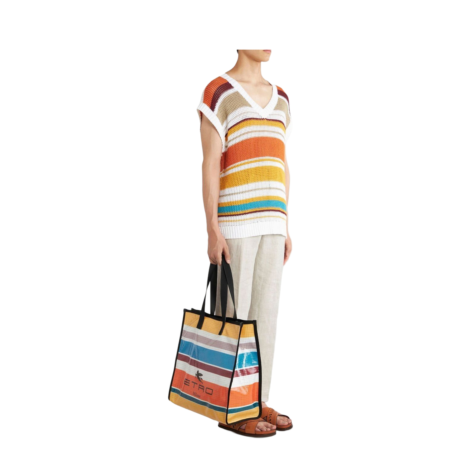 Multi-Color Stripe-Print Tote Bag