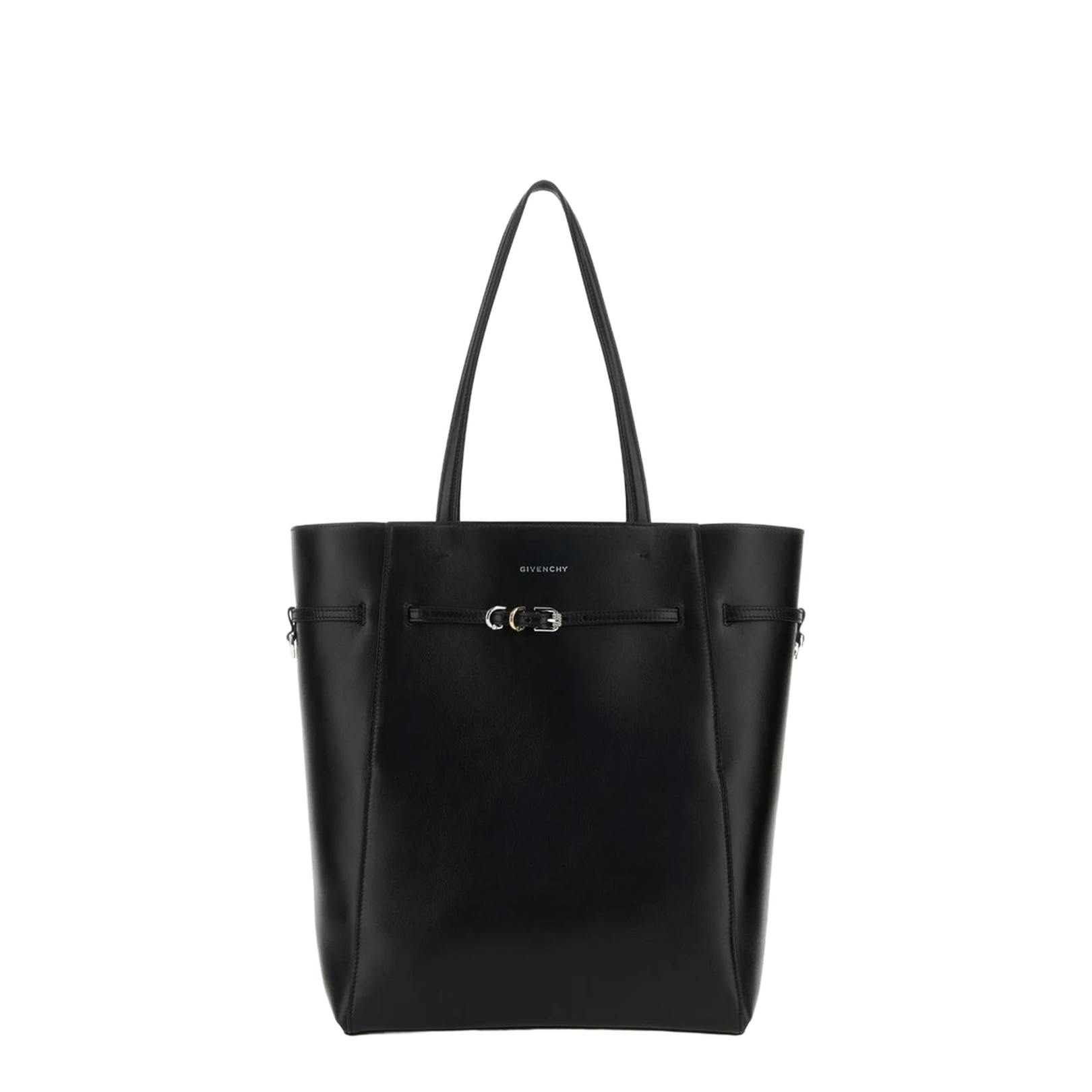Medium Voyou Leather Tote Bag Black
