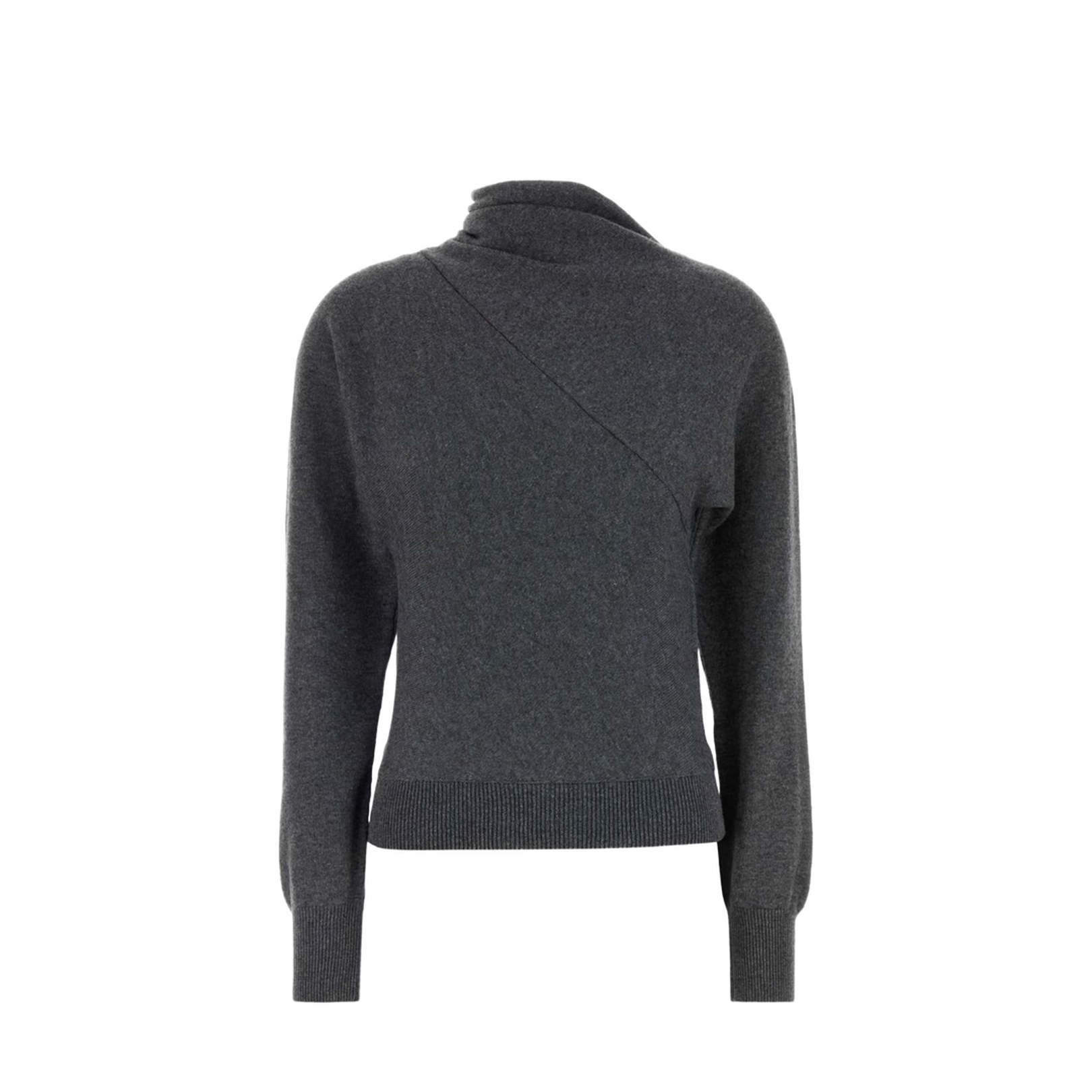 Asymmetrical Neck Cashmere and Cotton Sweater