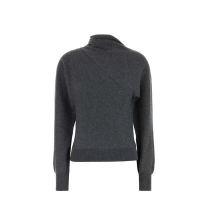 Asymmetrical Neck Cashmere and Cotton Sweater