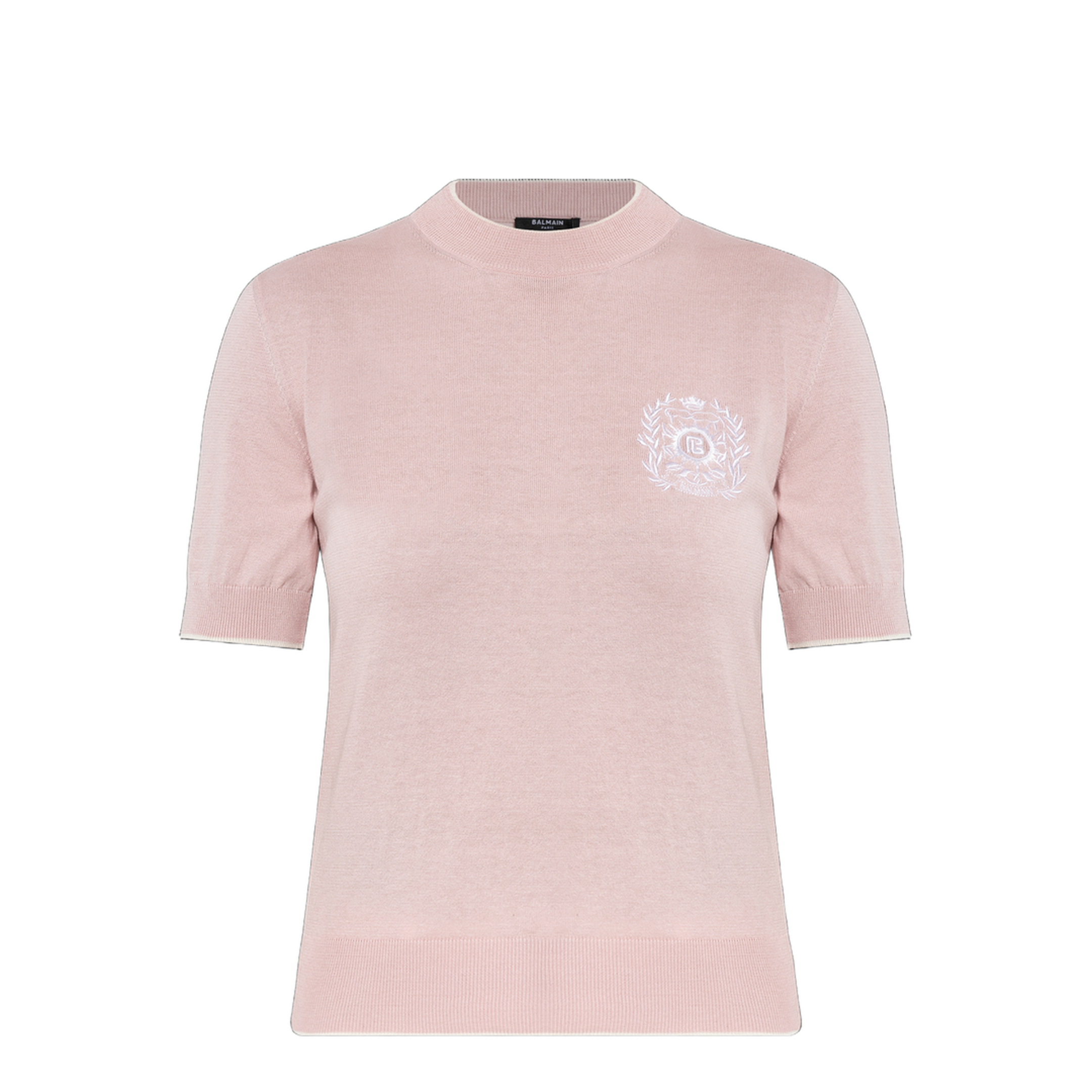 Emblème-Embroidered Knit Top Pink
