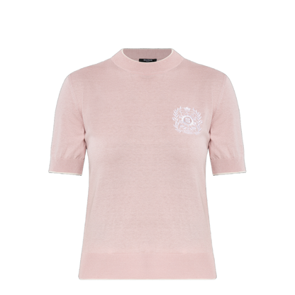 Emblème-Embroidered Knit Top Pink