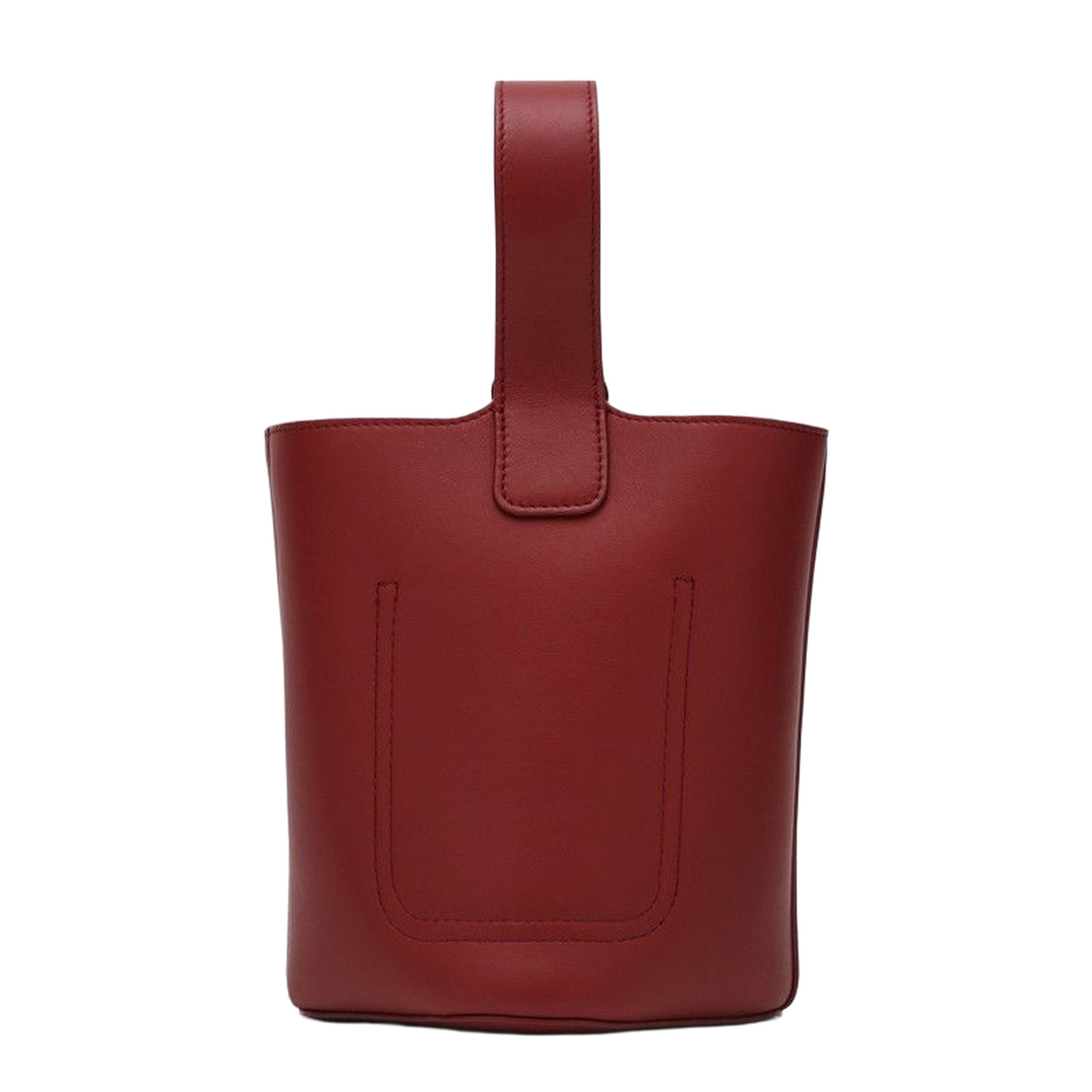 Mini Pebble Bucket Bag in Red Calfskin