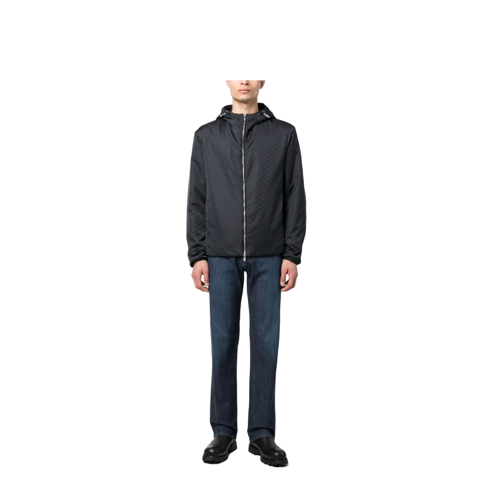 Monogram-Pattern Hooded Jacket