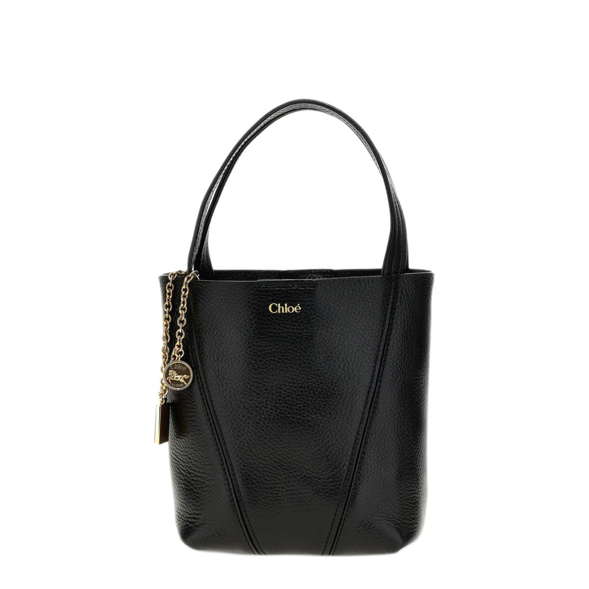 Spin Small Grained Cowhide Tote - Black