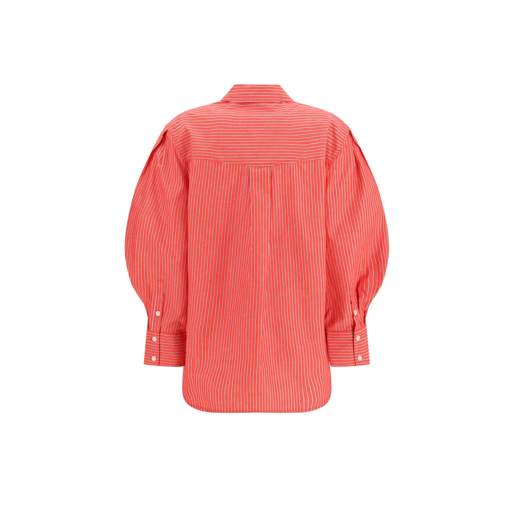 MAYFEYR - Ganni - Striped Cotton Shirt With Balloon Sleeves - A1140006