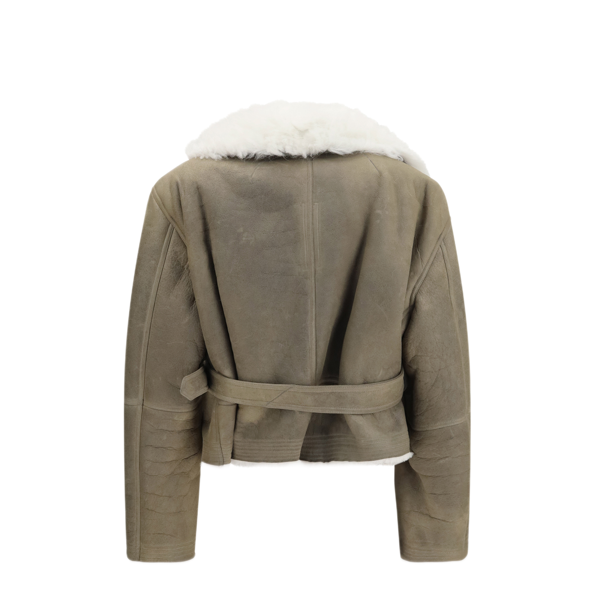 Cropped Suede And Shearling Flight Jacket