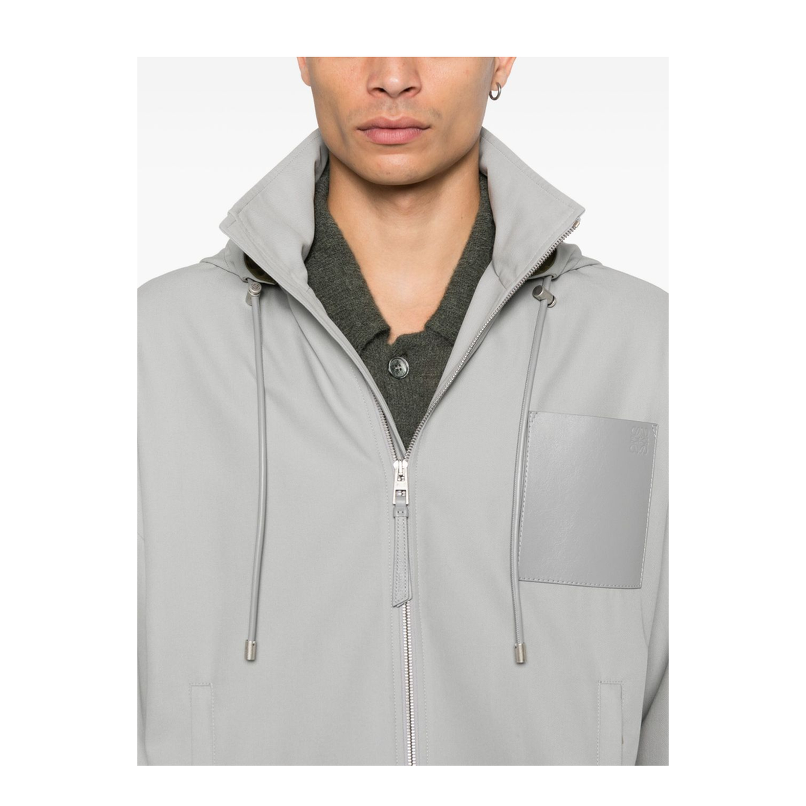 Hooded Jacket in Cotton Grey