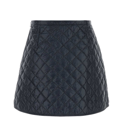 Diamond-Quilted Mini Skirt Navy Blue